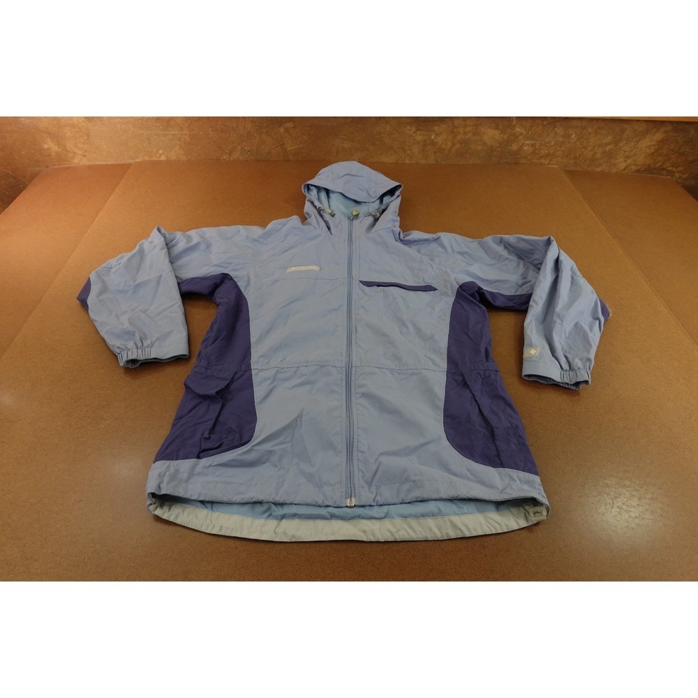 Columbia Sportswear Womens Medium Blue Full Zip Hooded Hiking Windbreaker Jacket